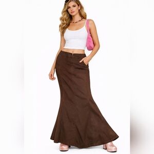 Mermaid Y2k Vintage Chocolate Brown Maxi Skirt Loose Clasp Medium